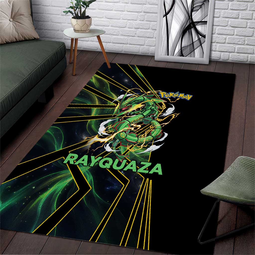 Rayquaza Poké Area Rug Cosmic Dragon Comic Style