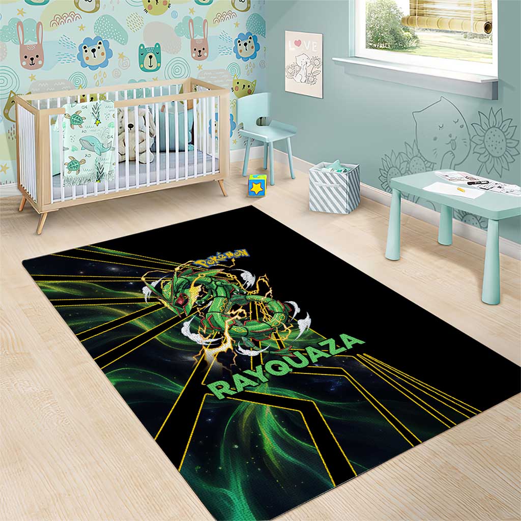 Rayquaza Poké Area Rug Cosmic Dragon Comic Style