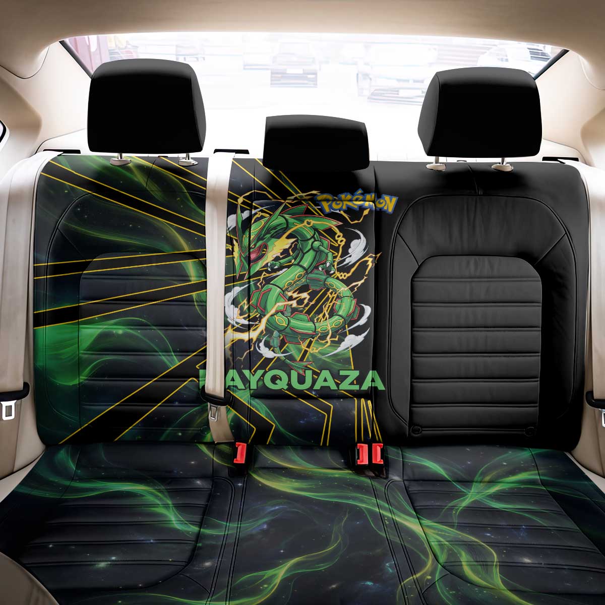 Rayquaza Poké Back Car Seat Cover Cosmic Dragon Comic Style
