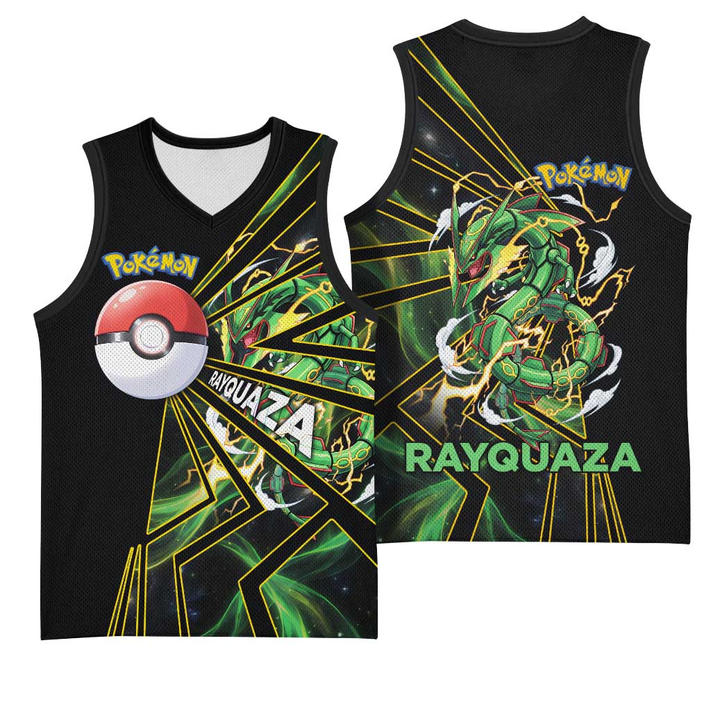 Rayquaza Poké Basketball Jersey Cosmic Dragon Comic Style