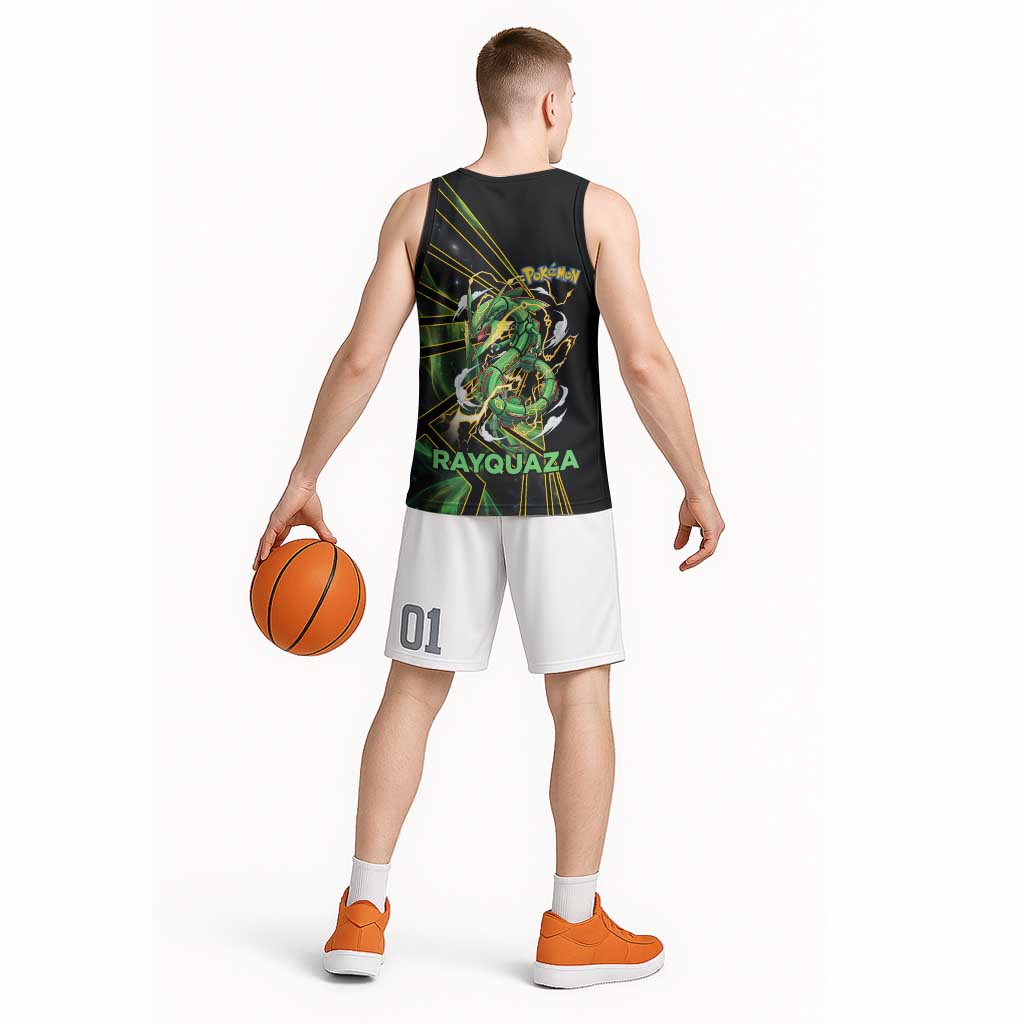 Rayquaza Poké Basketball Jersey Cosmic Dragon Comic Style