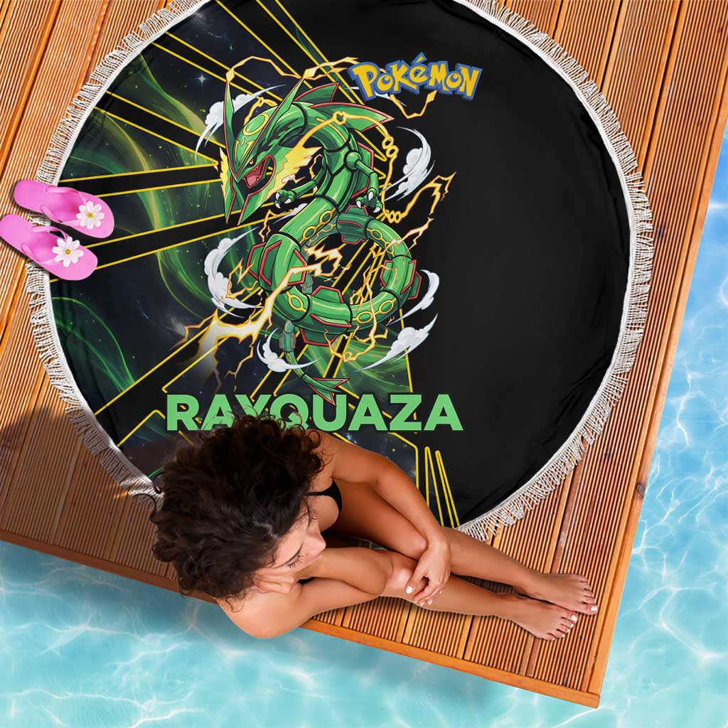 Rayquaza Poké Beach Blanket Cosmic Dragon Comic Style