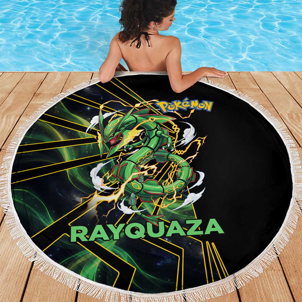Rayquaza Poké Beach Blanket Cosmic Dragon Comic Style