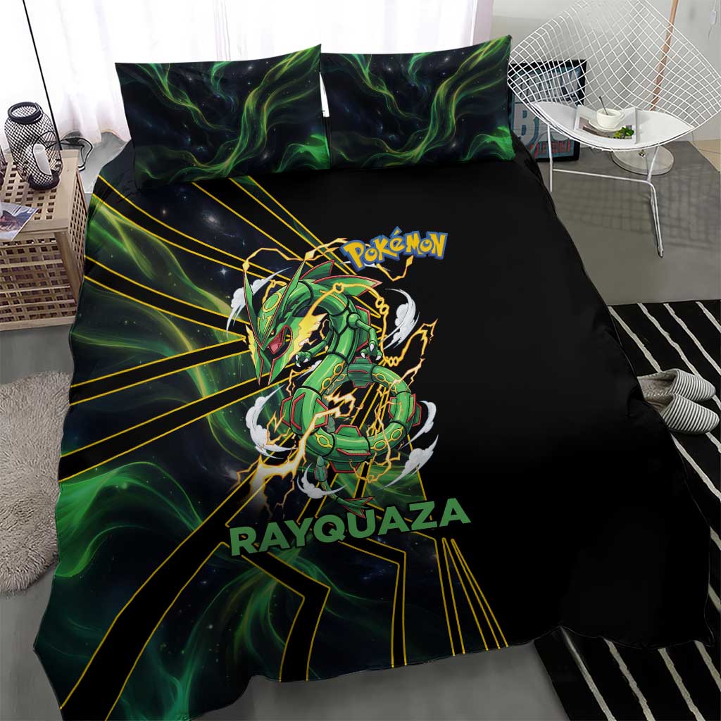 Rayquaza Poké Bedding Set Cosmic Dragon Comic Style
