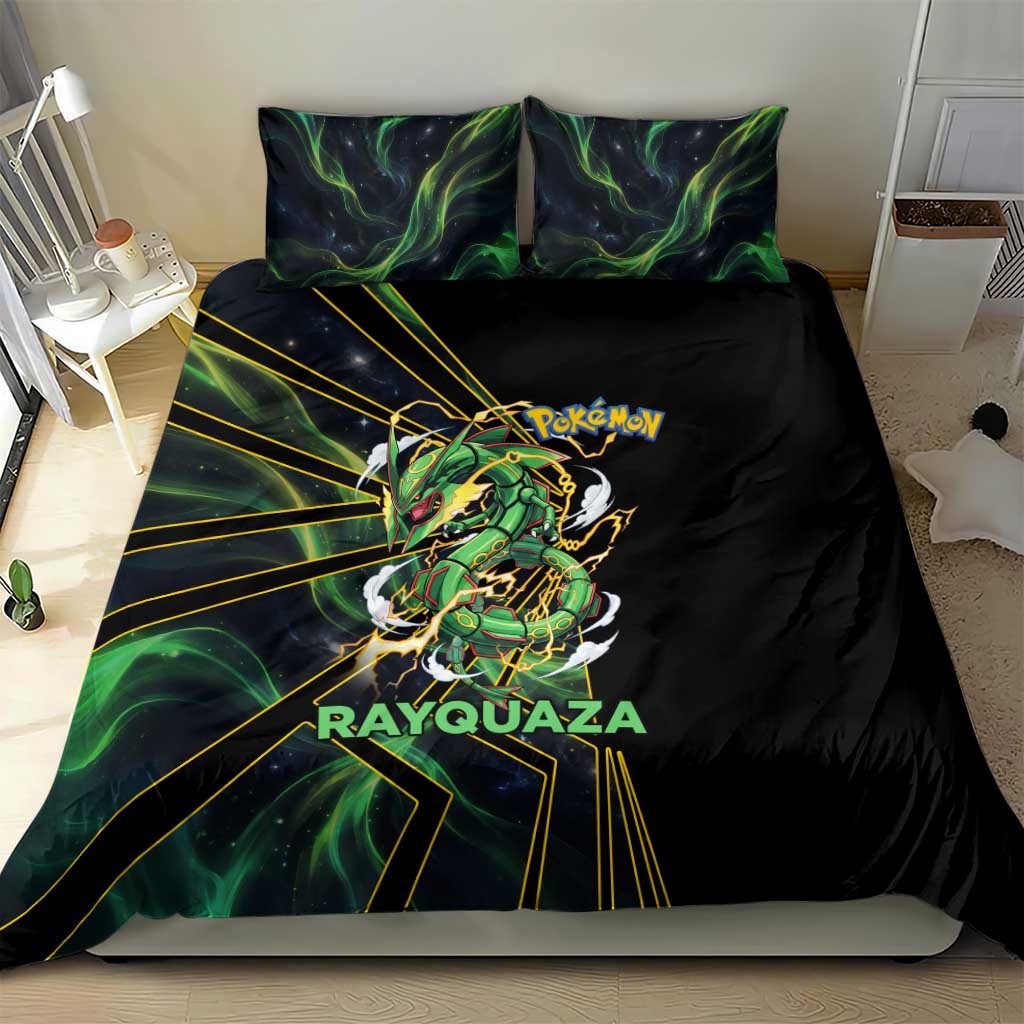 Rayquaza Poké Bedding Set Cosmic Dragon Comic Style