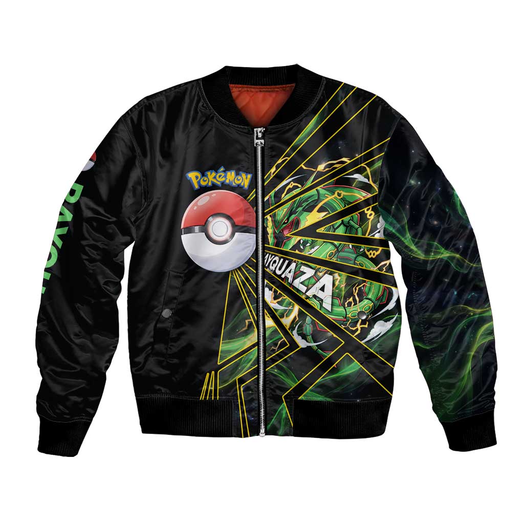 Rayquaza Poké Bomber Jacket Cosmic Dragon Comic Style