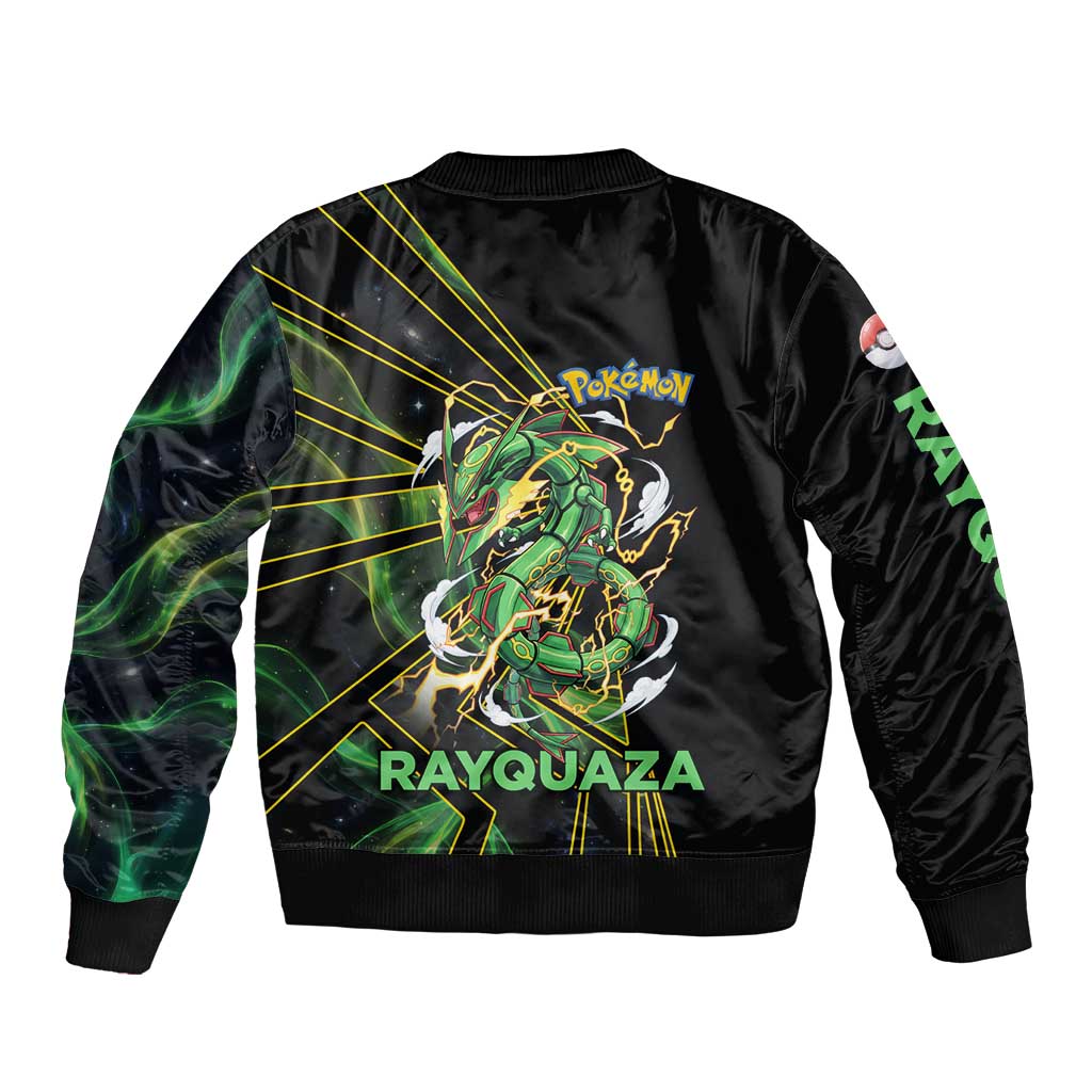 Rayquaza Poké Bomber Jacket Cosmic Dragon Comic Style