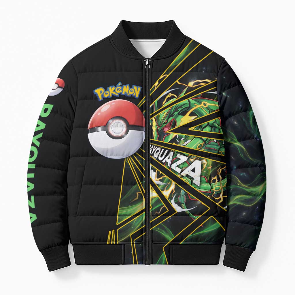 Rayquaza Poké Bomber Puffer Jacket Cosmic Dragon Comic Style