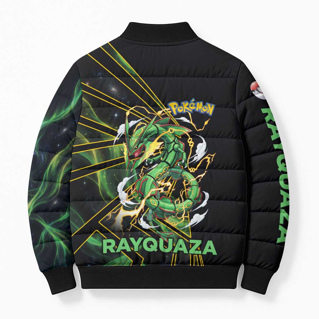 Rayquaza Poké Bomber Puffer Jacket Cosmic Dragon Comic Style