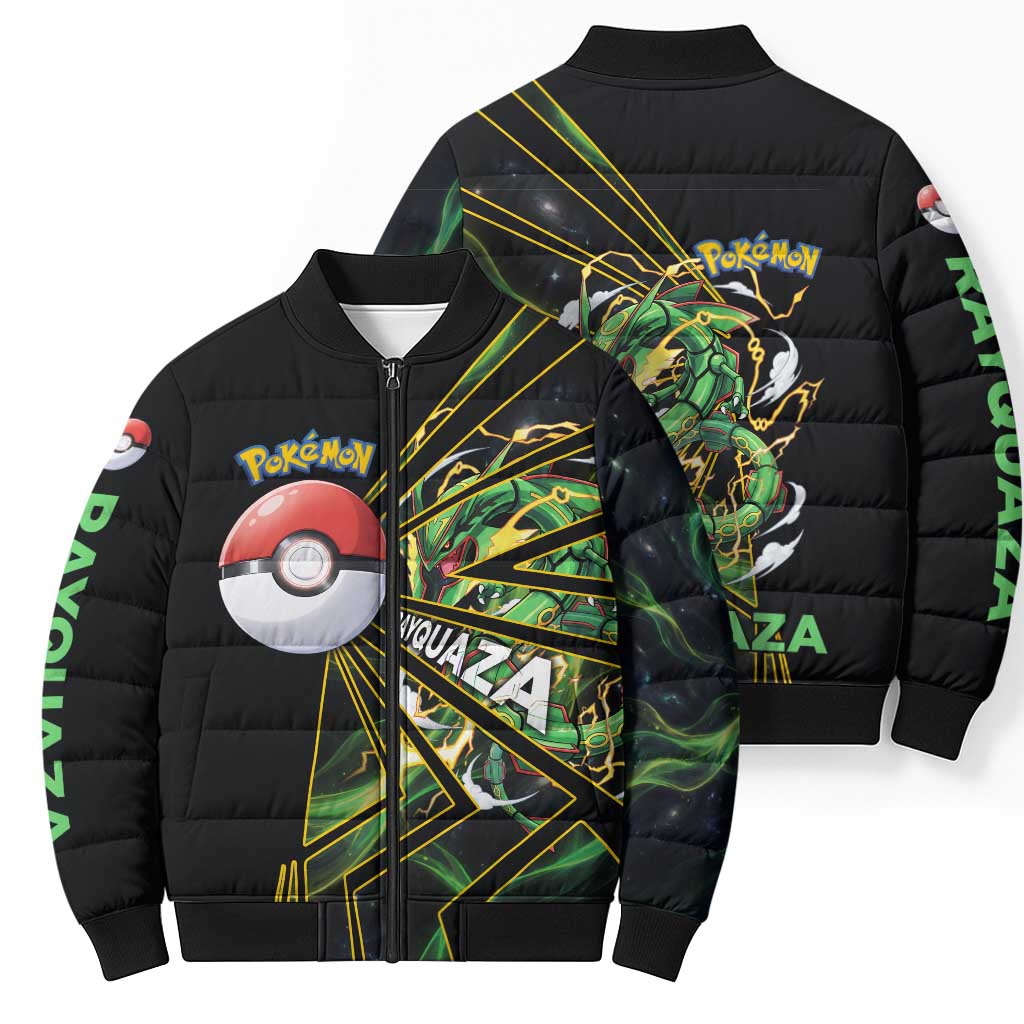 Rayquaza Poké Bomber Puffer Jacket Cosmic Dragon Comic Style