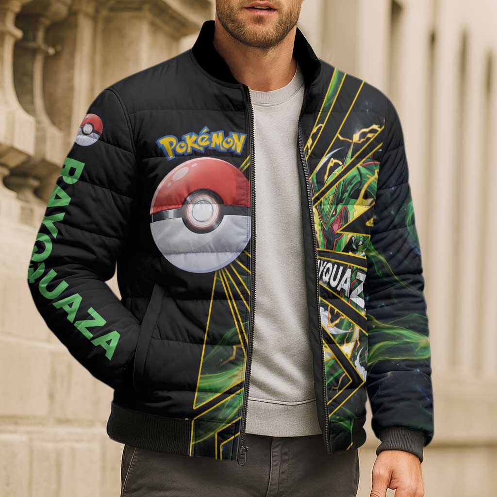 Rayquaza Poké Bomber Puffer Jacket Cosmic Dragon Comic Style
