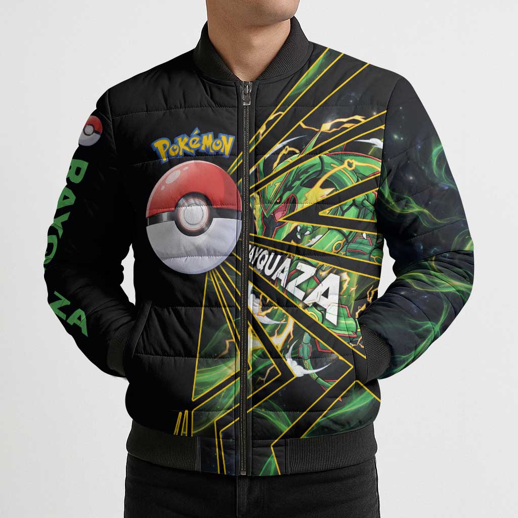 Rayquaza Poké Bomber Puffer Jacket Cosmic Dragon Comic Style
