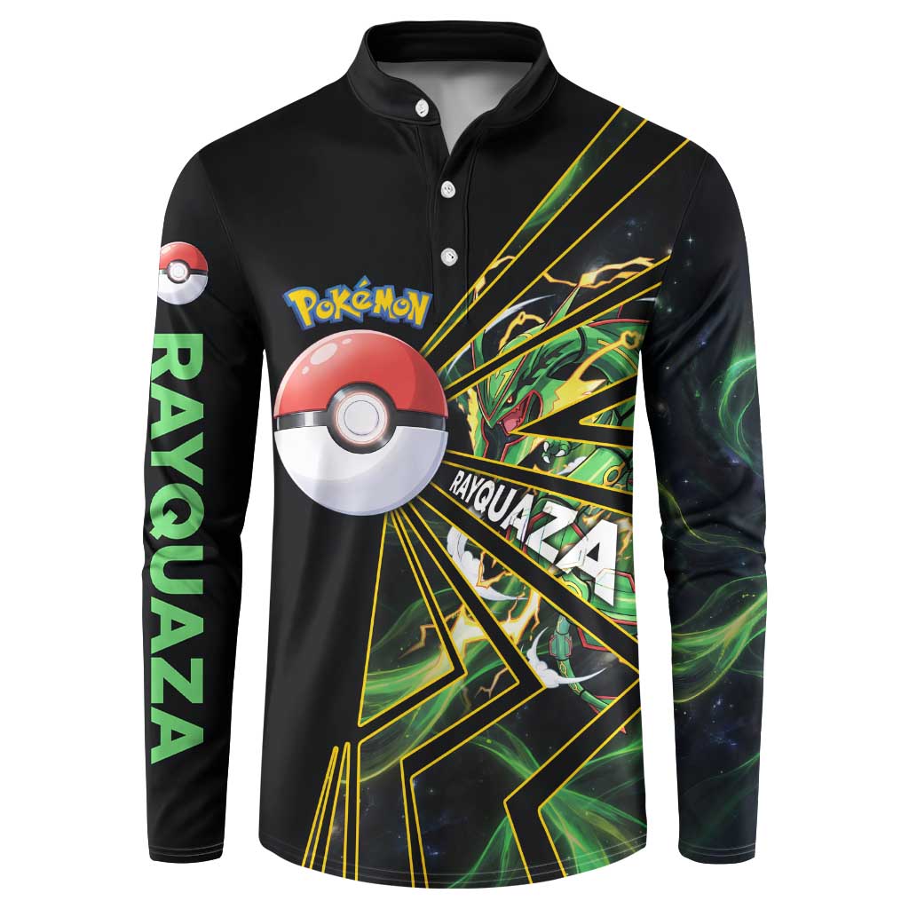 Rayquaza Poké Button Sweatshirt Cosmic Dragon Comic Style