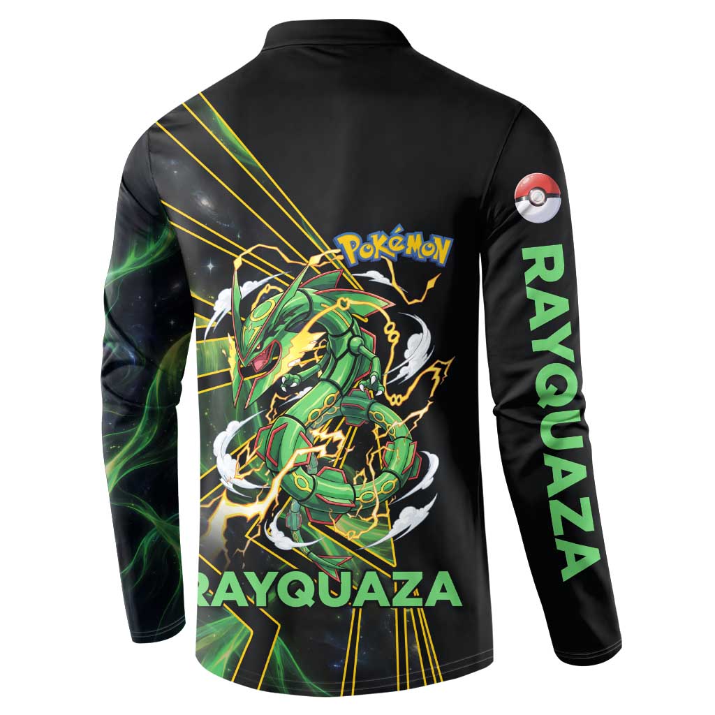 Rayquaza Poké Button Sweatshirt Cosmic Dragon Comic Style