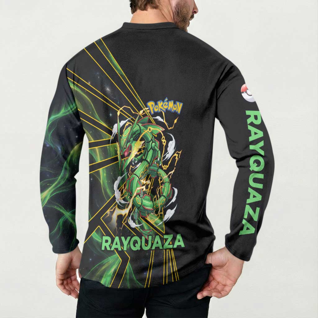 Rayquaza Poké Button Sweatshirt Cosmic Dragon Comic Style