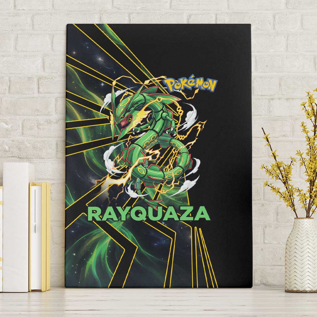 Rayquaza Poké Canvas Wall Art Cosmic Dragon Comic Style