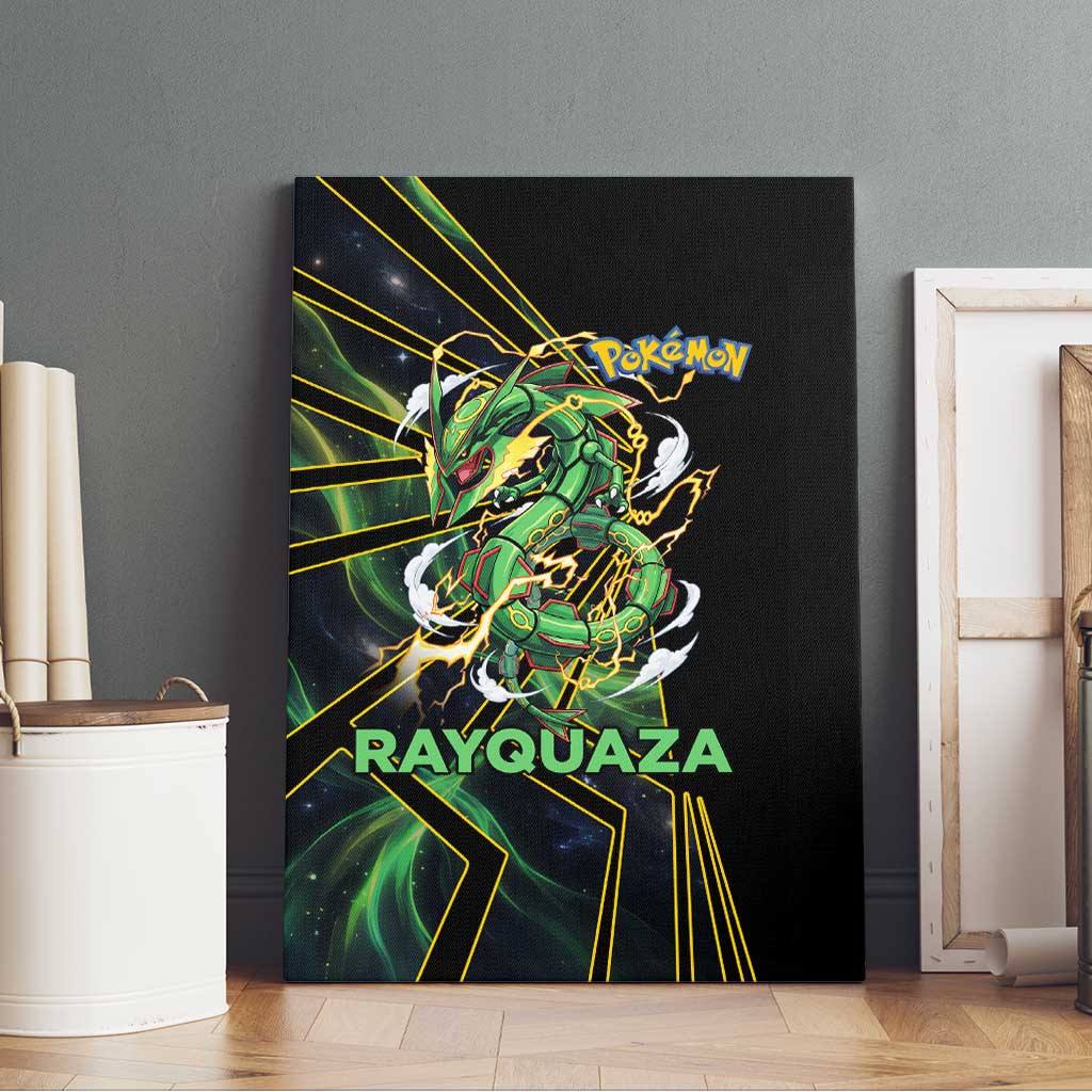 Rayquaza Poké Canvas Wall Art Cosmic Dragon Comic Style