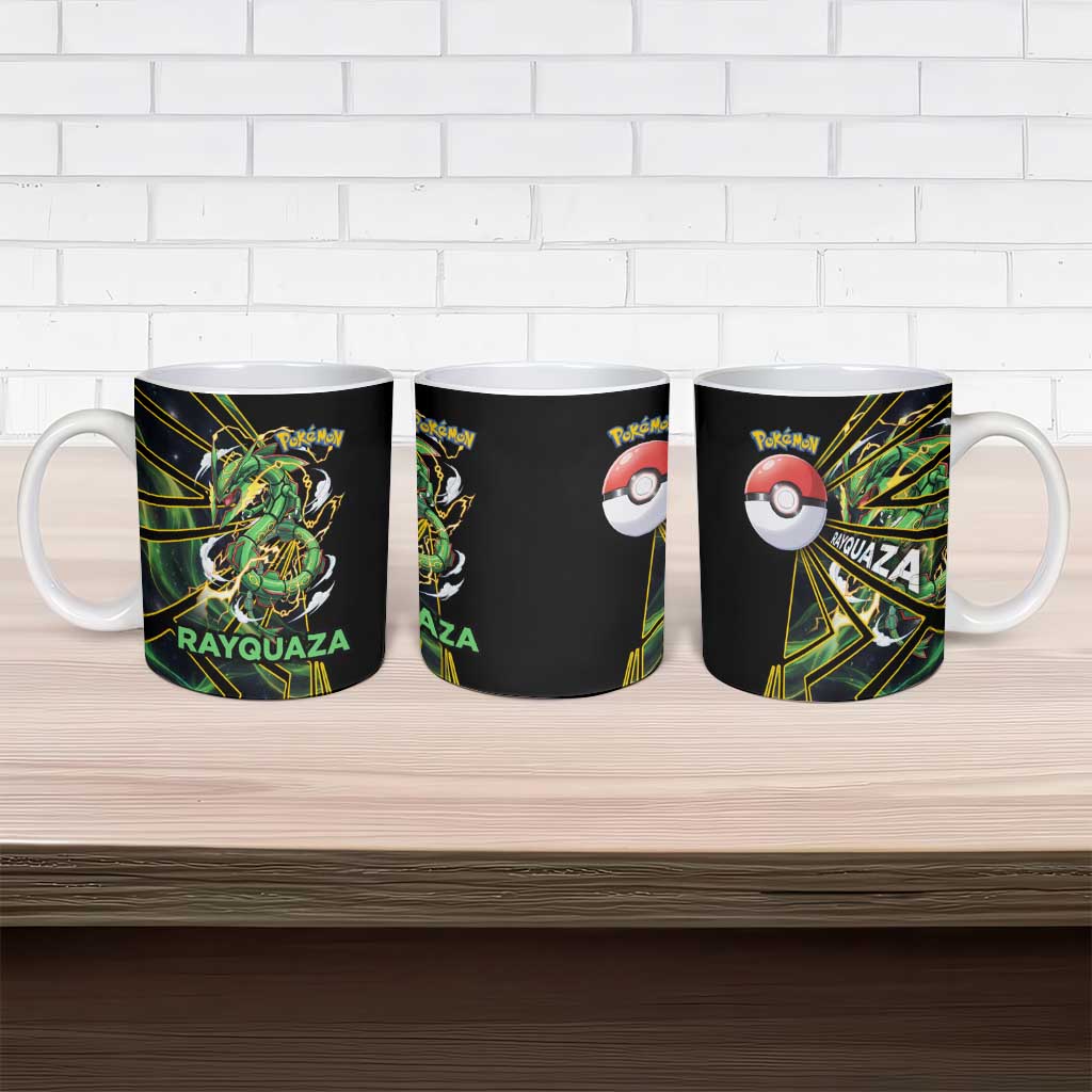Rayquaza Poké Ceramic Mug Cosmic Dragon Comic Style
