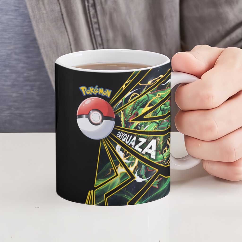Rayquaza Poké Ceramic Mug Cosmic Dragon Comic Style