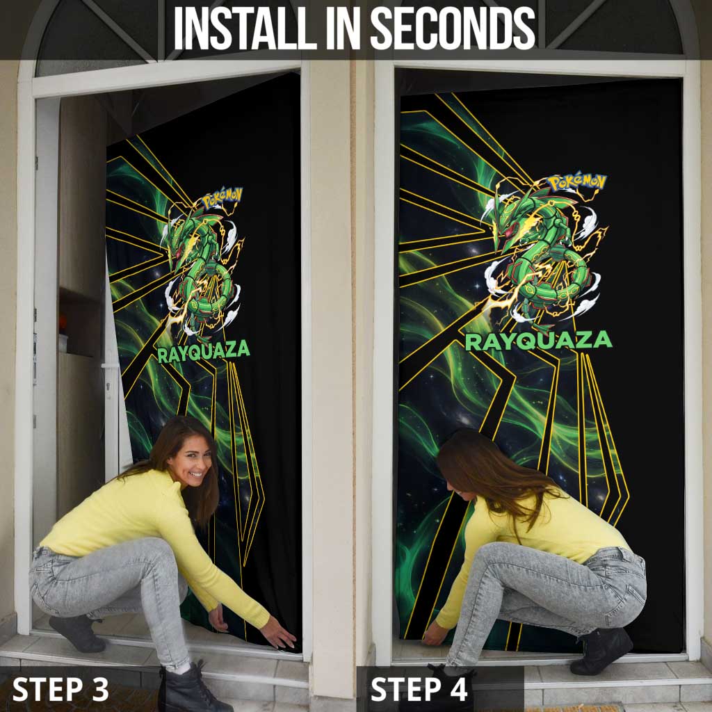 Rayquaza Poké Door Cover Cosmic Dragon Comic Style