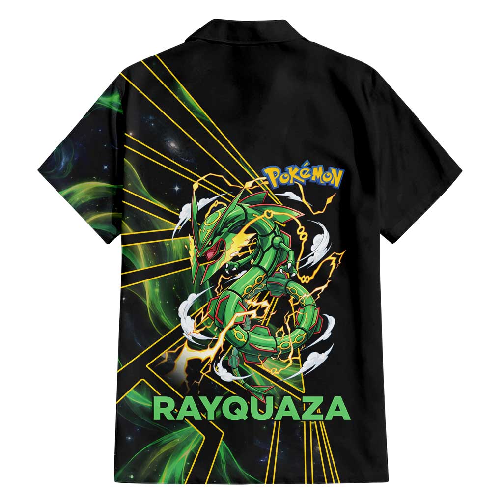 Rayquaza Poké Family Matching Short Sleeve Bodycon Dress and Hawaiian Shirt Cosmic Dragon Comic Style