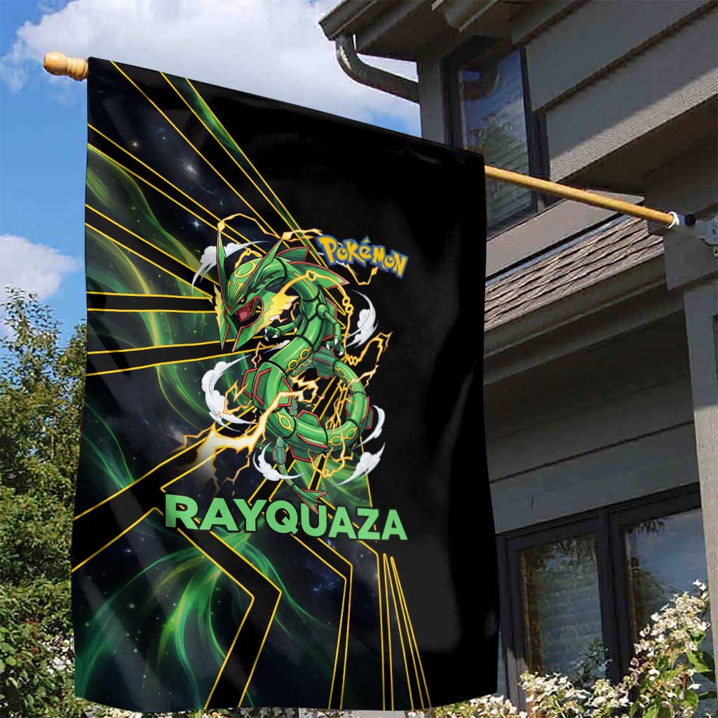 Rayquaza Poké Garden Flag Cosmic Dragon Comic Style