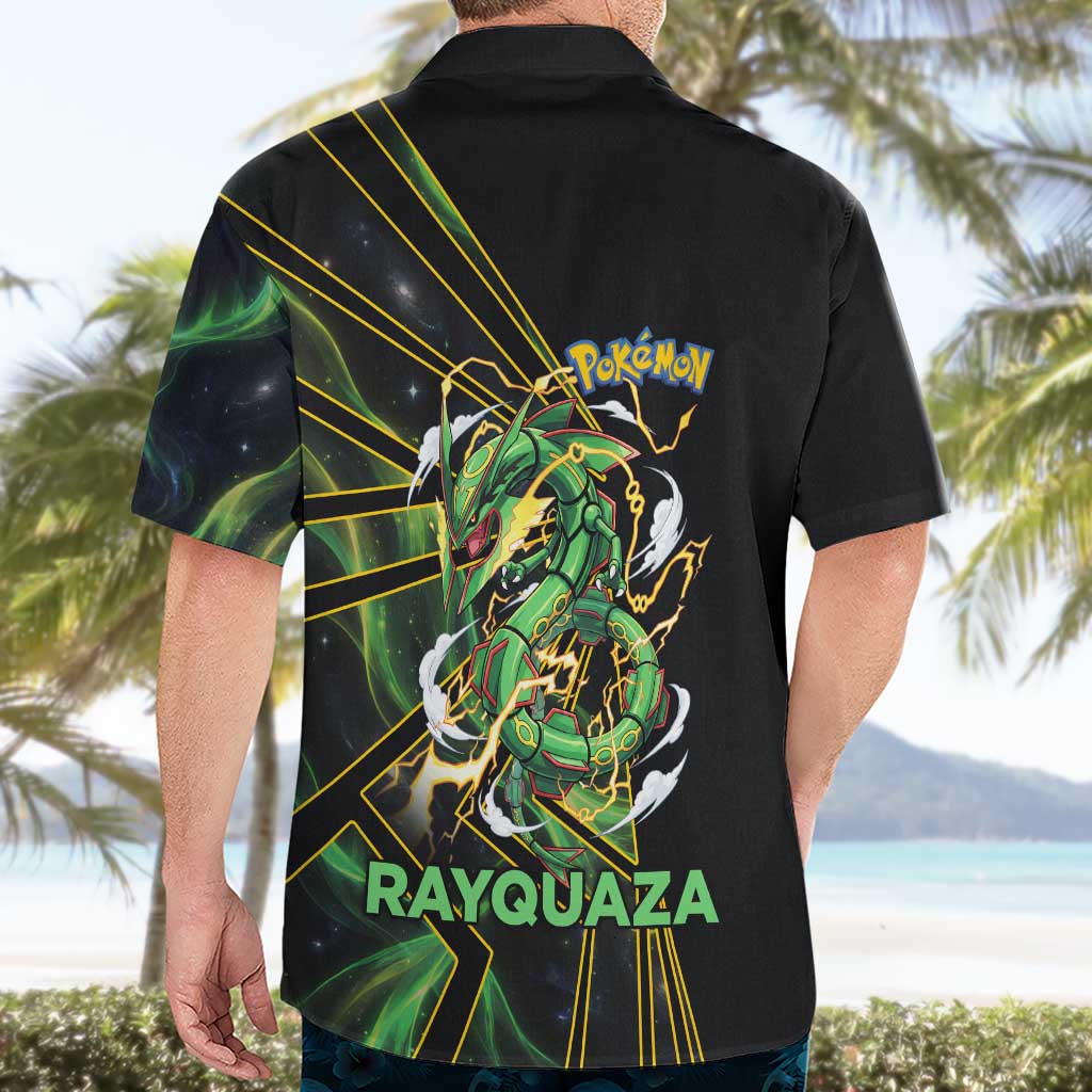 Rayquaza Poké Hawaiian Shirt Cosmic Dragon Comic Style
