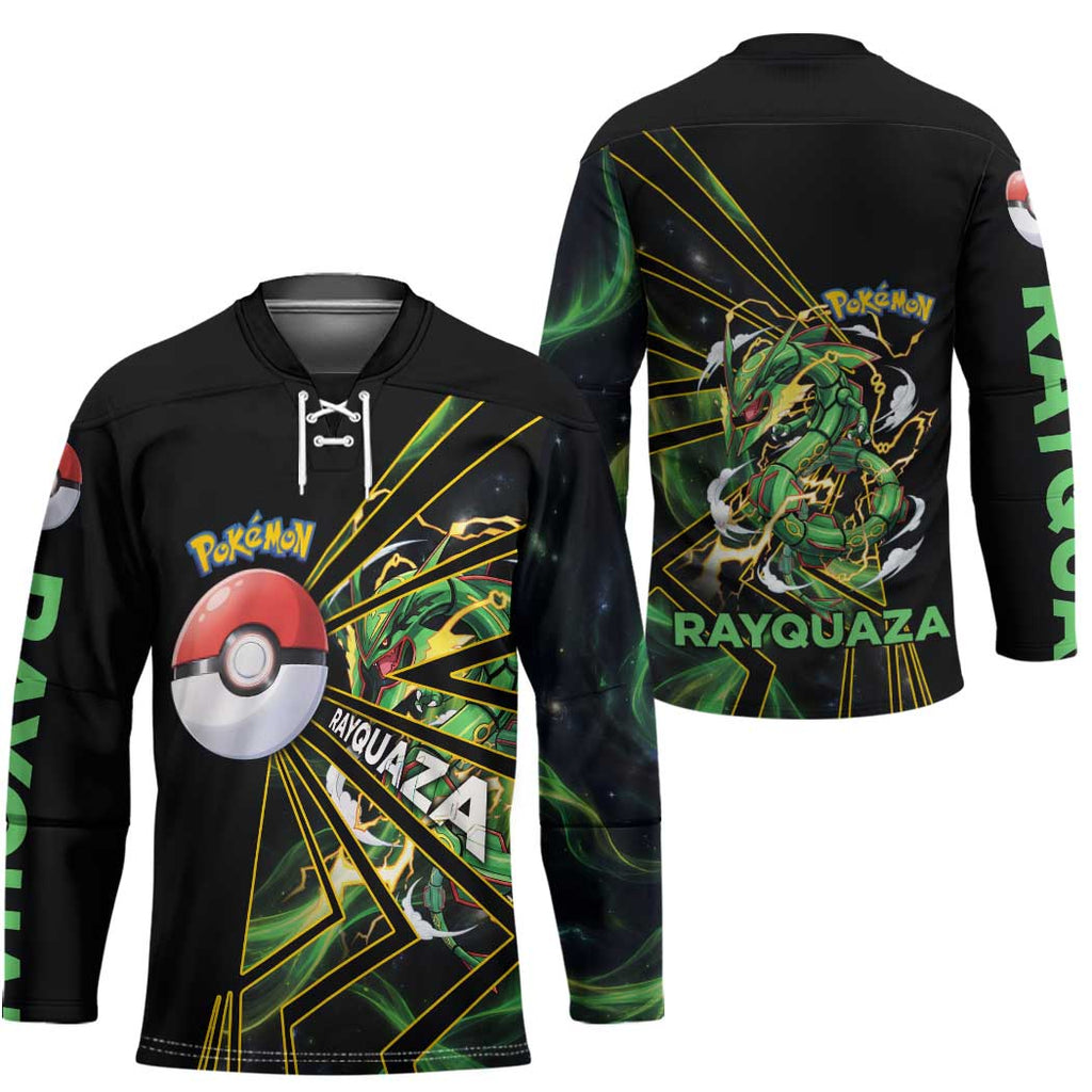Rayquaza Poké Hockey Jersey Cosmic Dragon Comic Style