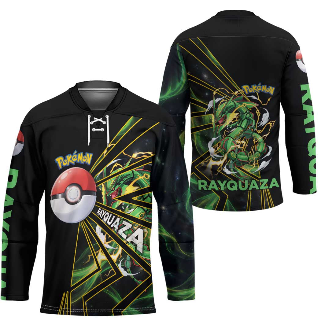 Rayquaza Poké Hockey Jersey Cosmic Dragon Comic Style