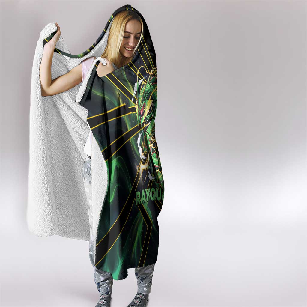 Rayquaza Poké Hooded Blanket Cosmic Dragon Comic Style