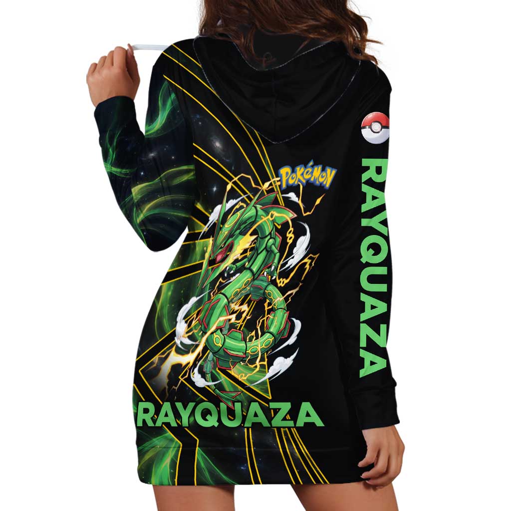 Rayquaza Poké Hoodie Dress Cosmic Dragon Comic Style