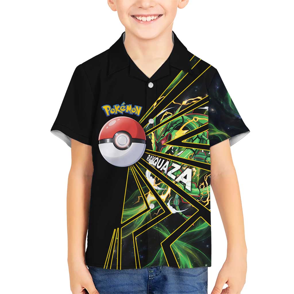 Rayquaza Poké Kid Hawaiian Shirt Cosmic Dragon Comic Style
