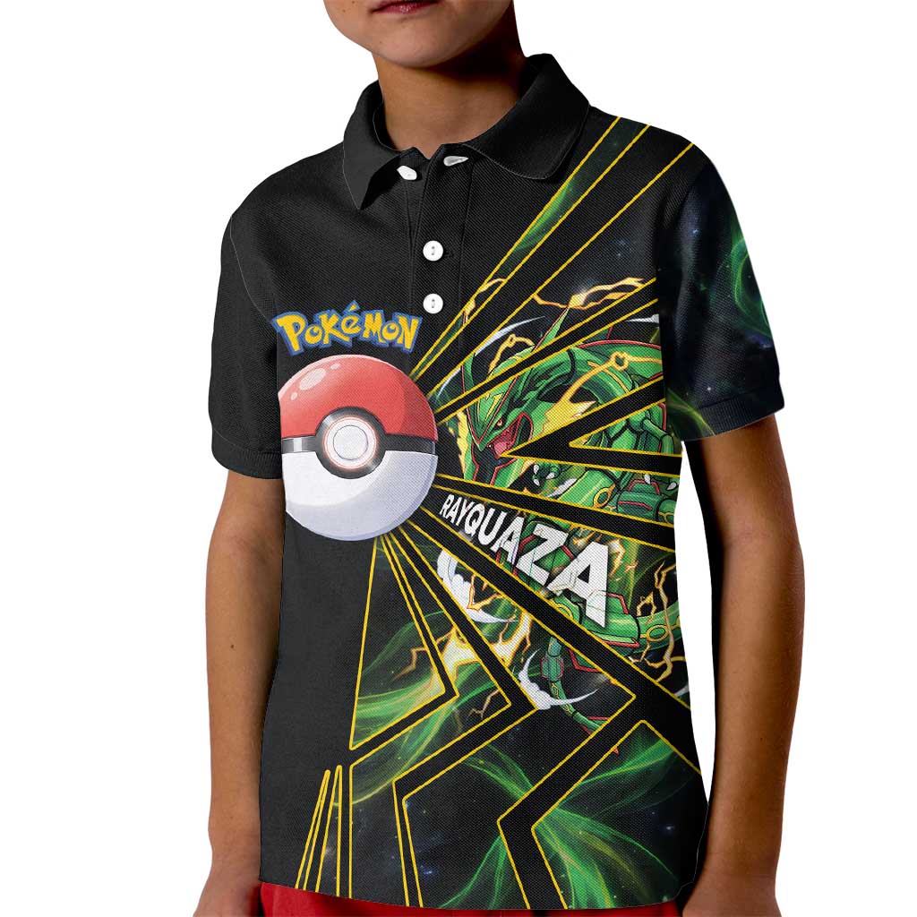 Rayquaza Poké Kid Polo Shirt Cosmic Dragon Comic Style