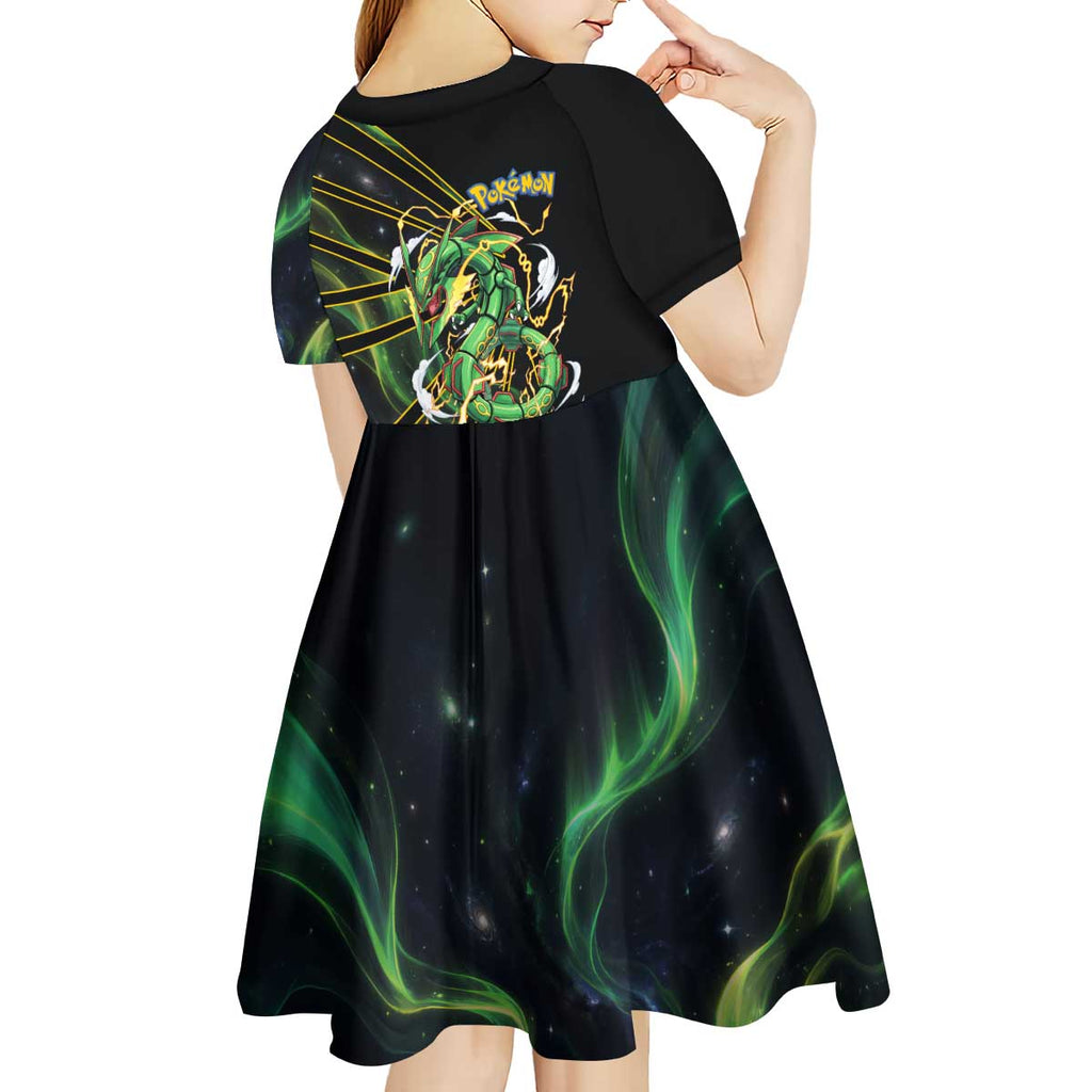 Rayquaza Poké Kid Short Sleeve Dress Cosmic Dragon Comic Style