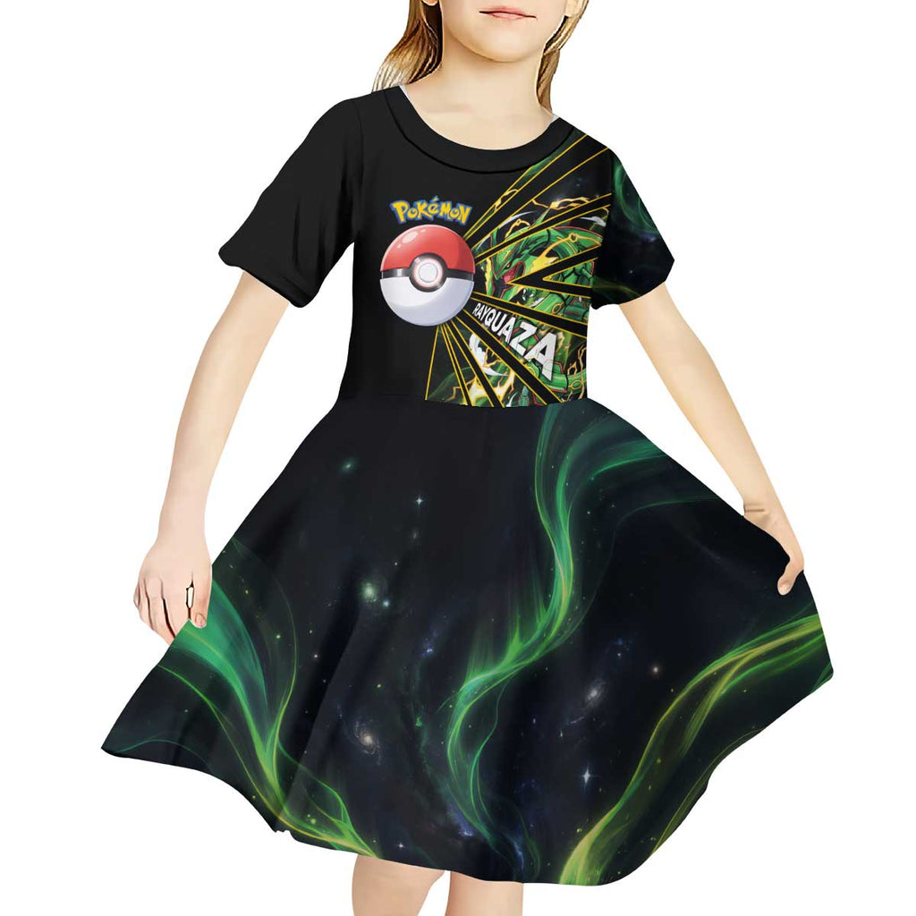 Rayquaza Poké Kid Short Sleeve Dress Cosmic Dragon Comic Style