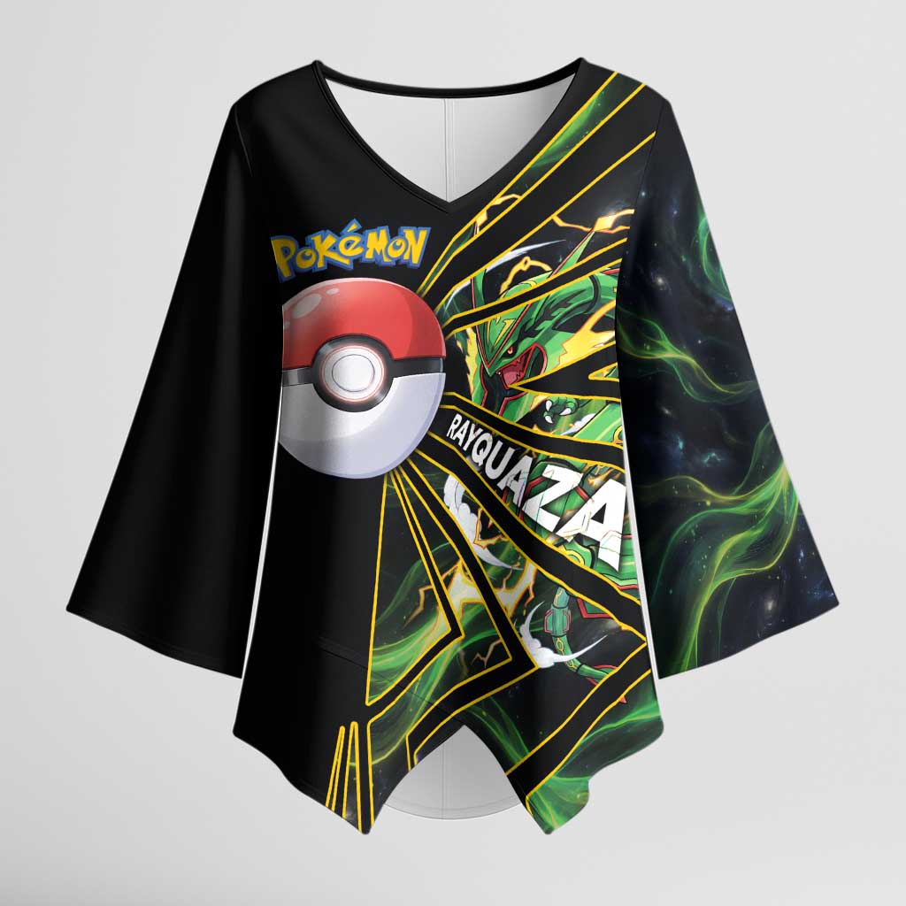 Rayquaza Poké Kimono Sleeve Blouse Cosmic Dragon Comic Style