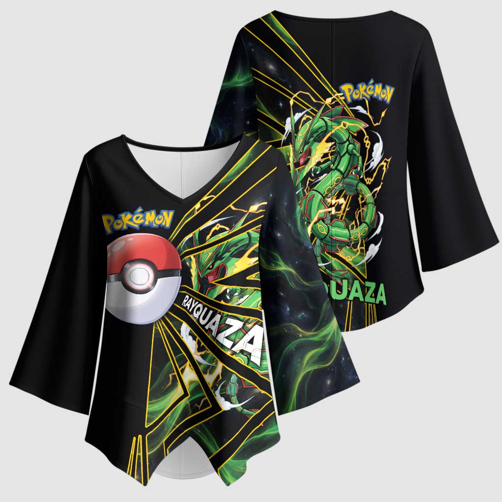 Rayquaza Poké Kimono Sleeve Blouse Cosmic Dragon Comic Style