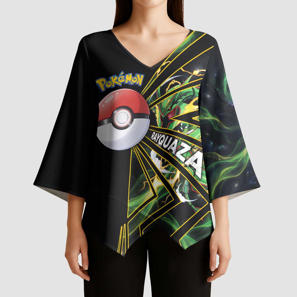 Rayquaza Poké Kimono Sleeve Blouse Cosmic Dragon Comic Style