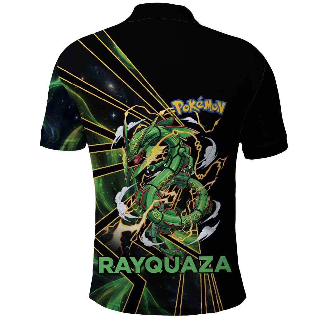 Rayquaza Poké Polo Shirt Cosmic Dragon Comic Style