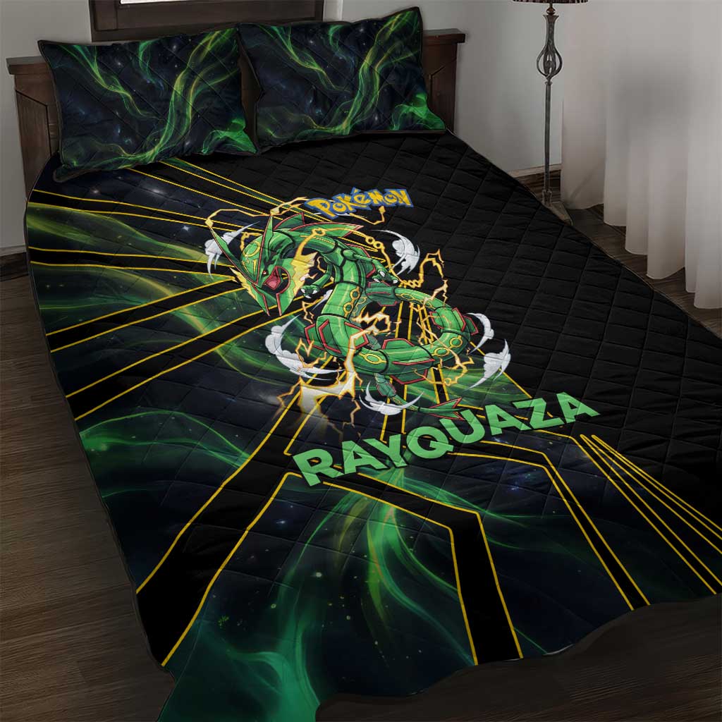 Rayquaza Poké Quilt Bed Set Cosmic Dragon Comic Style
