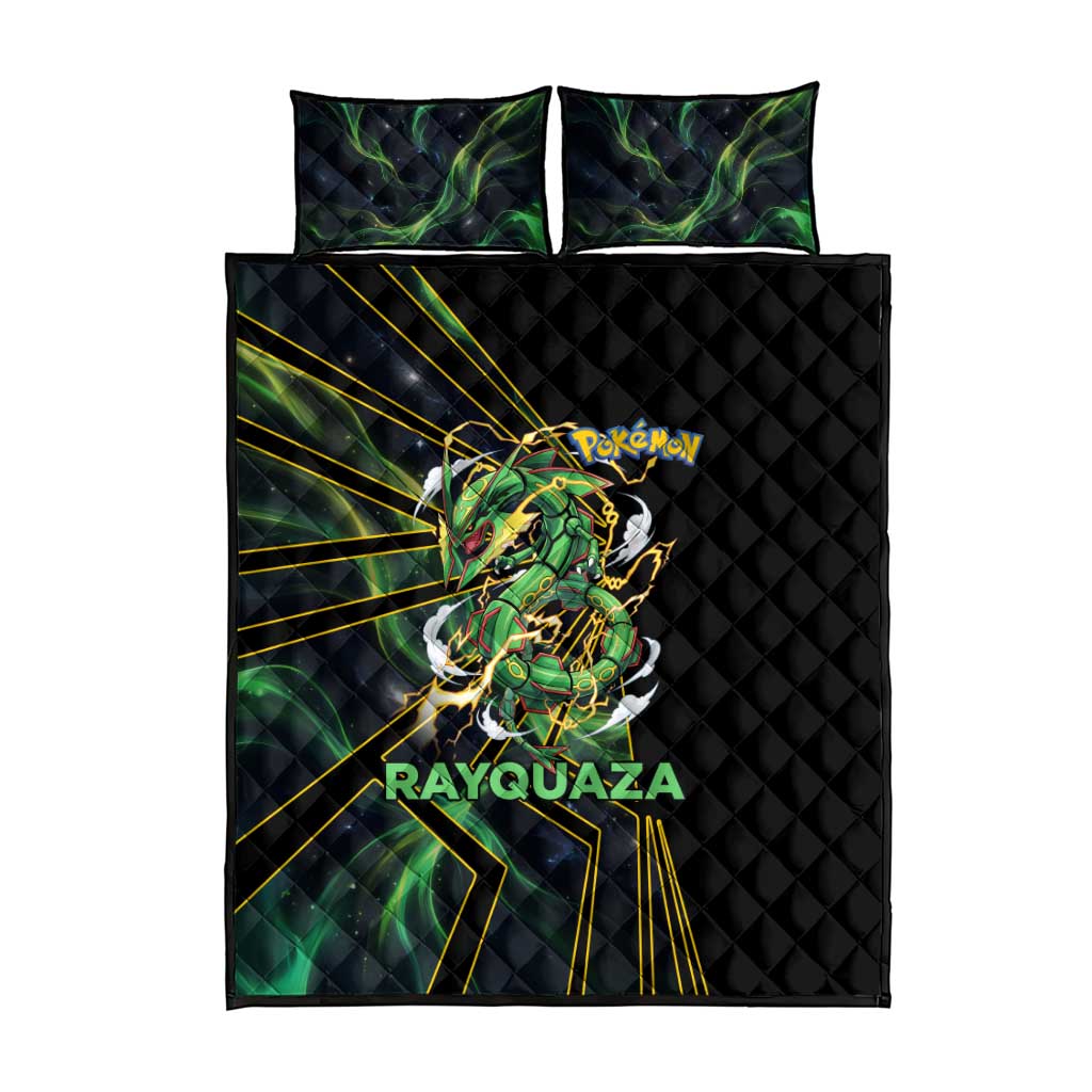 Rayquaza Poké Quilt Bed Set Cosmic Dragon Comic Style