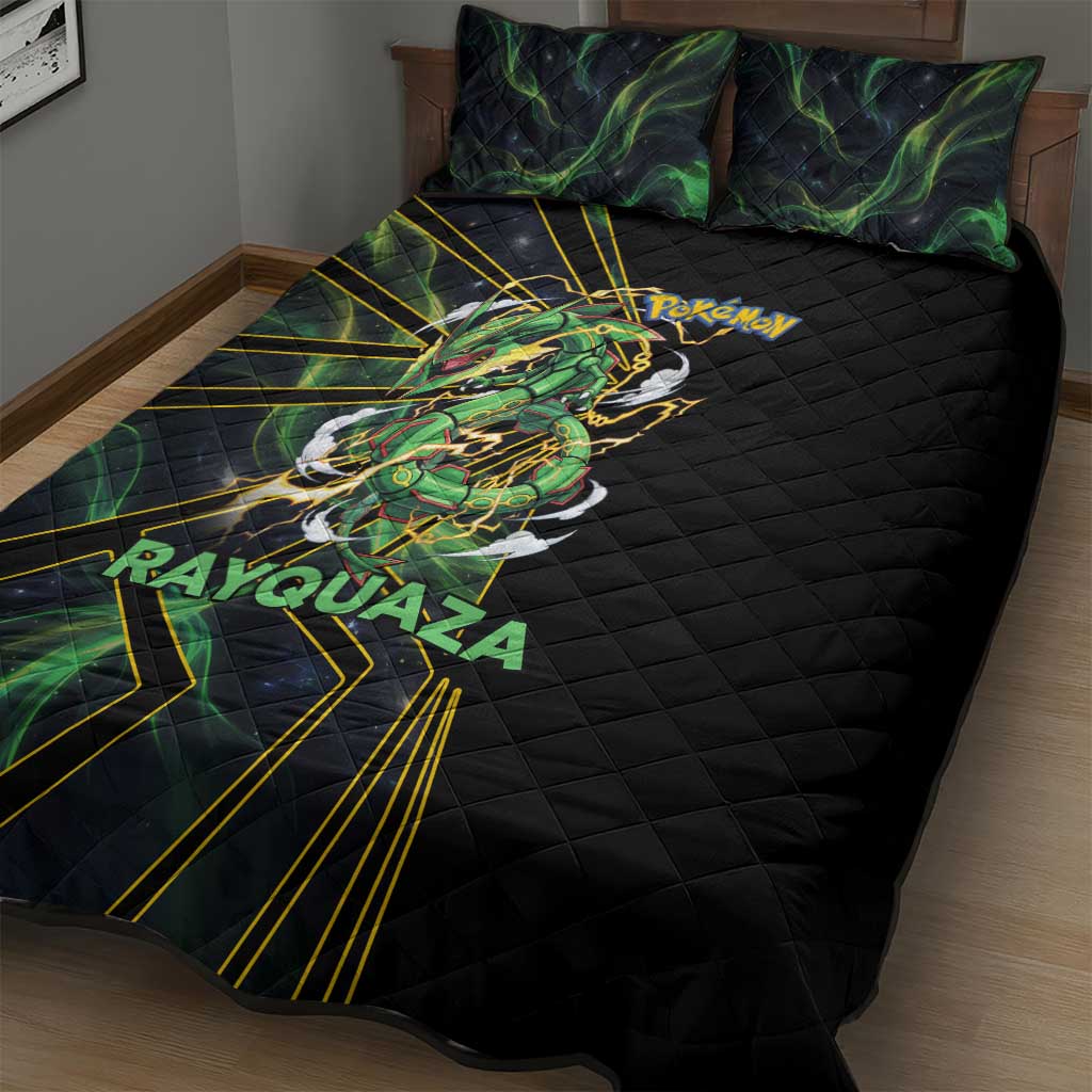 Rayquaza Poké Quilt Bed Set Cosmic Dragon Comic Style