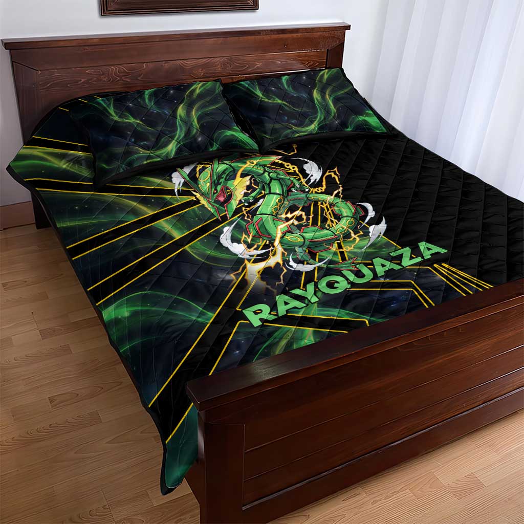 Rayquaza Poké Quilt Bed Set Cosmic Dragon Comic Style
