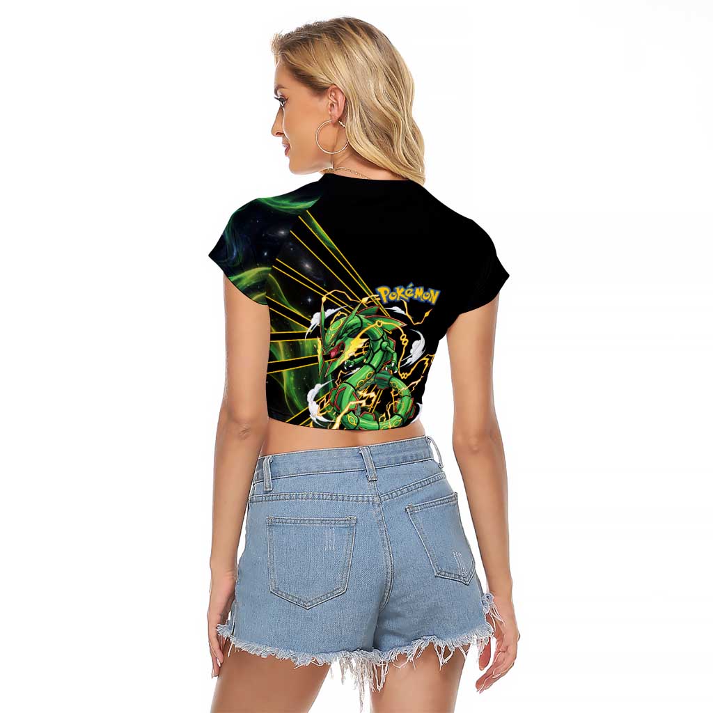 Rayquaza Poké Raglan Cropped T Shirt Cosmic Dragon Comic Style