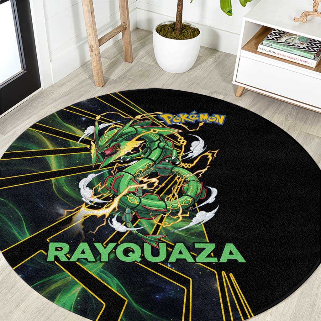 Rayquaza Poké Round Carpet Cosmic Dragon Comic Style