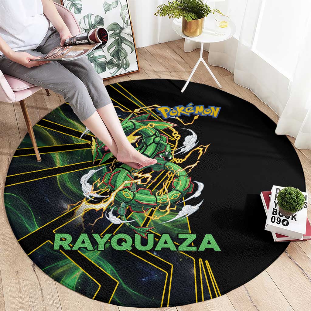 Rayquaza Poké Round Carpet Cosmic Dragon Comic Style