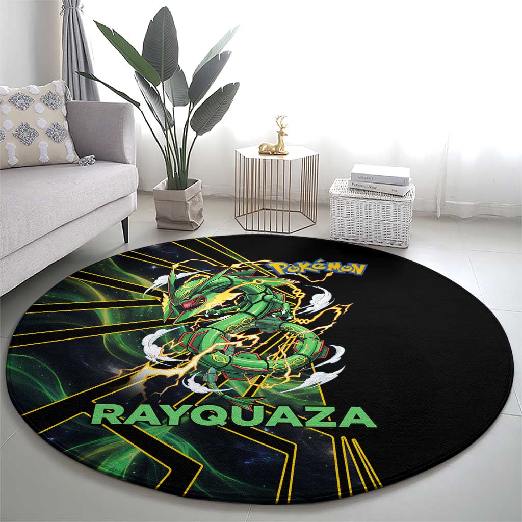 Rayquaza Poké Round Carpet Cosmic Dragon Comic Style