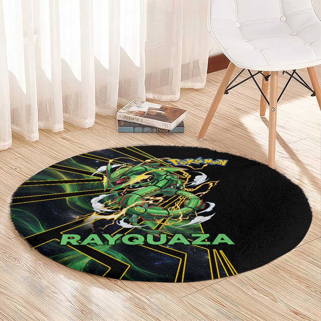 Rayquaza Poké Round Carpet Cosmic Dragon Comic Style
