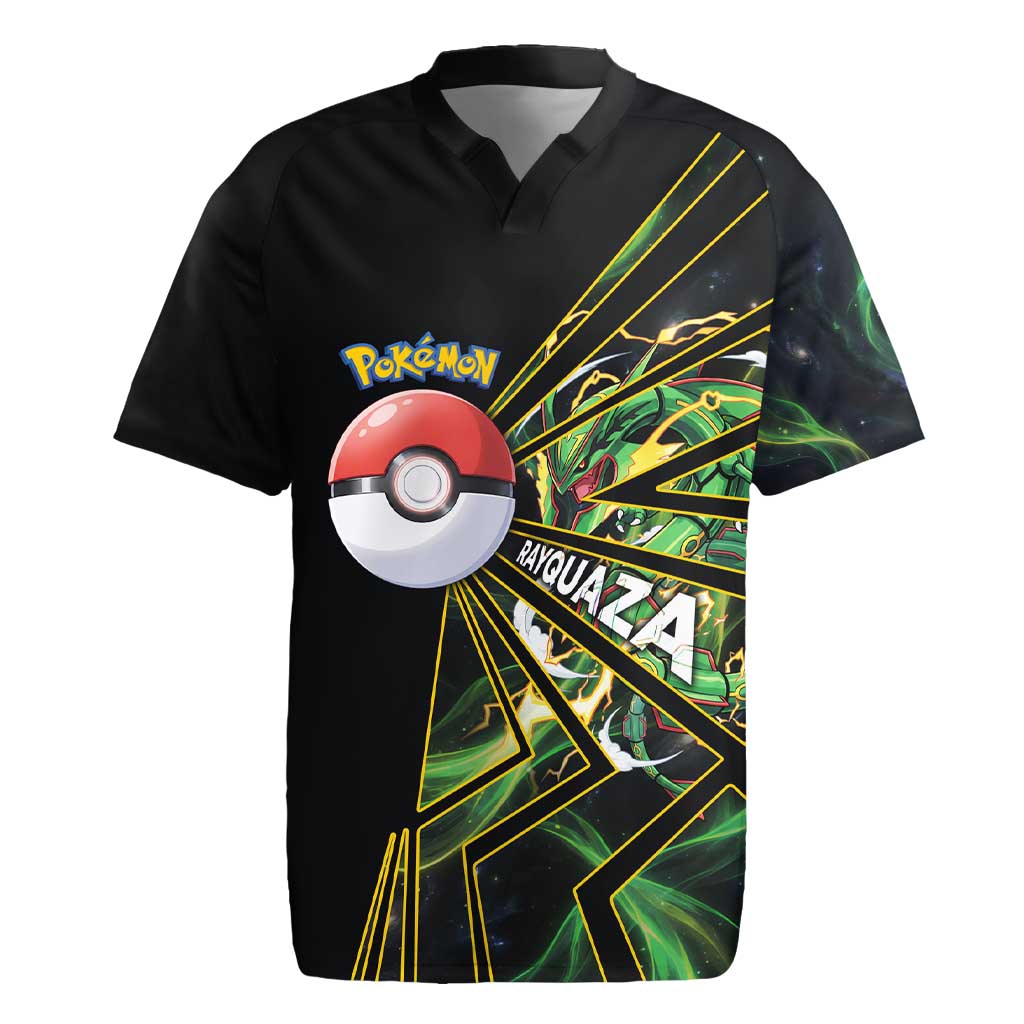 Rayquaza Poké Rugby Jersey Cosmic Dragon Comic Style