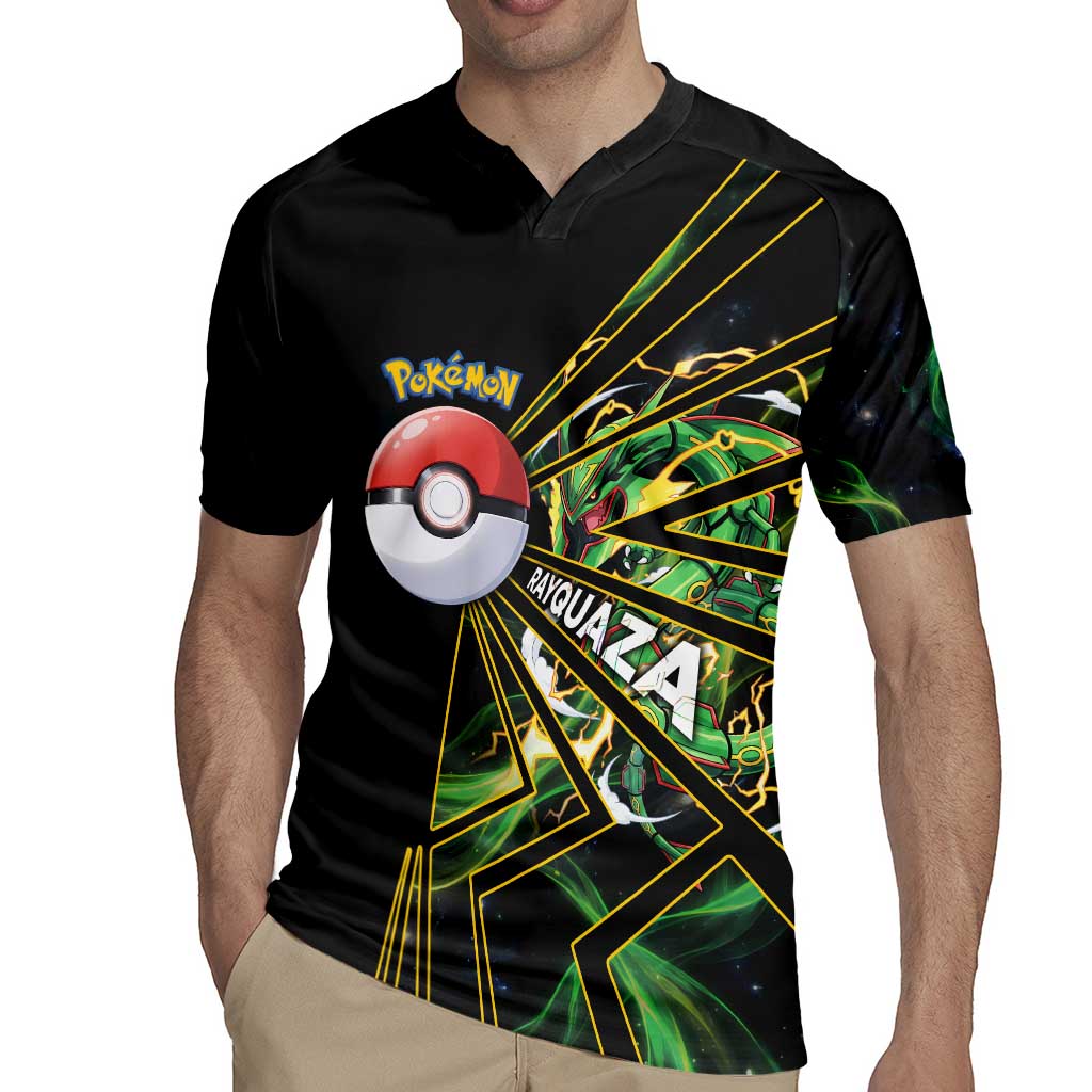 Rayquaza Poké Rugby Jersey Cosmic Dragon Comic Style